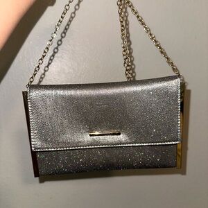 Windsor Silver Glam Clutch with Chain Strap
